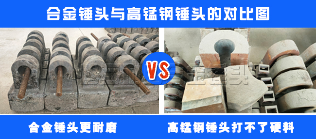 圖片關(guān)鍵詞 合金錘頭與高錳鋼錘頭的對(duì)比圖